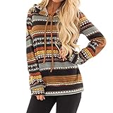 Tianwlio Damen Lässige Langarmshirt Hoodie Pullover Weihnachtsaltes Mode Lässig Hoodie Bedruckt Top Bluse Langarm Patches mit Kapuze Blusen Hemd Blusen Gelb XL