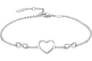 Epoch World Bransoletka ze srebra próby 925 nieskończoność bransoletka serce bransoletka nieskończoność bransoletka srebrna bransoletka damska srebrna bransoletka regulowana 16,5 + 3,5 cm bransoletka