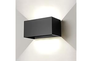 ‎ENCOFT ENCOFT LED Wandleuchte Innen/Außen 24W Schwarz, Außenleuchte Wandlampe,IP65 Wasserdichte 6000K Kaltweiß Wandbeleuchtung,Up Down Wandlichter Lichtstrahl Einstellbar für Balkon,Wohnzimmer,Schlafzimmer