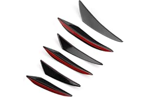 MAJATOU Aileron de Pare-Chocs, Séparateurs D'ailerons de Canards de Pare-Chocs de Voiture, 6 Pièces/Ensemble Noir Brillant Pare-Chocs Avant de Voiture Ailerons Extérieurs Spoiler Canards Kit Barre Avant pour