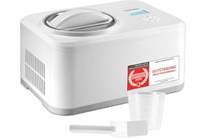 TZS First Austria Gelatiera e Yogurtiera 1,5 L | frozen yogurt, sorbetto, gelato | incluso libretto di ricette, misurino e spatola | bianco