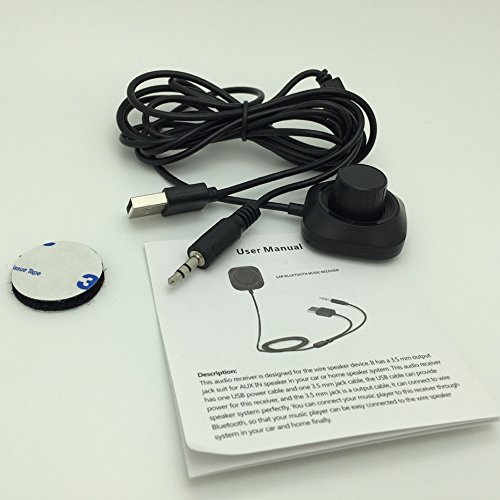 IKOS-Bluetooth-Car-Kit-41-Bluetooth-to-AUX-Music-Receiver-Audio-Radio-Adapter-with-35mm-Output-Jack-A2DP-Car-Stereo-AUX-Input-Microphone-Car-Handsfree-Calling-iPhone-Siri-Active-Volume-Control