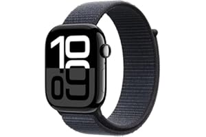 Apple Watch Series 10 (46 mm GPS) Montre connectée avec Boîtier en Aluminium Noir de Jais et Boucle Sport Encre Violette. Suivi de l’activité Physique, app ECG, Neutre en Carbone