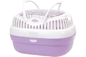 Ferplast Trasportín para Conejos, Conejillos de Indias y Ratones ALADINO Large Jaula de Viaje para roedores y Conejos, Plástico, Rejillas de ventilación, Cómoda asa, 36 x 26 x h 23 cm Fucsia