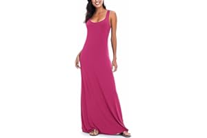 EXCHIC damskie Casual Solid Bez Rękawów Maxi Sukienka Lato Seksowny Plaża Kamizelka Sukienka