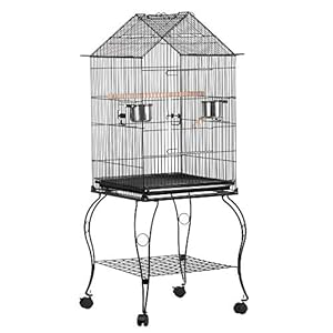 Yaheetech Jaula para Pájaros Jaula con Ruedas Soporte Comedero 59 x 59 x 145 cm