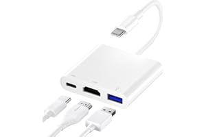AMZTOP USB C to HDMI Adapter,4K Output Type C Video Audio Multiport Converter with PD100W Fast Charging & USB 3.0 Port,for iPhone 15,iPad,MacBook Pro 2018/2017/2016,Galaxy S8 to S23,Dell,Huawei,HP More