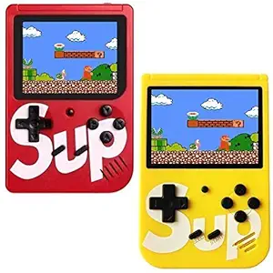 LUCRIA Combo Sup Video Game with Battery Handheld Console Classic Retro Video Gaming Player Colourful LCD Screen USB Rechargeable Portable Game Console with 400 in 1 Classic -Pack of 2