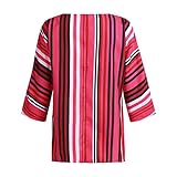 NPRADLA 2019 Frühling Sommer Plus Size Shirt Damen Casual O-Neck Streifen Print Langarm Bluse Shirt Tops(Hellrosa,L/38)