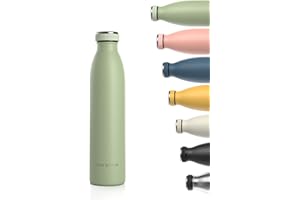 LARS NYSØM Borraccia Termica 750ml in Acciaio Inox | Bottiglia isolata Senza BPA 0.75 litro | Bottiglia d'Acqua a Tenuta stagna per Sport, Bicicletta, Cane, Bambino, Bambini (Sage, 750ml)