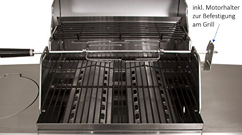 BBQ-TORO Grillspieß Set 100 cm inkl. 4x Fleischnadeln und Edelstahl Motor, 220V – 240V, Drehspieß, Rotisserie, Drehspiess - 6