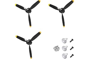 FLYCOLOR Lot de 3 hélices à 3 lames pour avion RC avec économiseurs d'hélice et un adaptateur pour avion VOLANTEXRC 761-11 761-12 761-13 P40 BF109