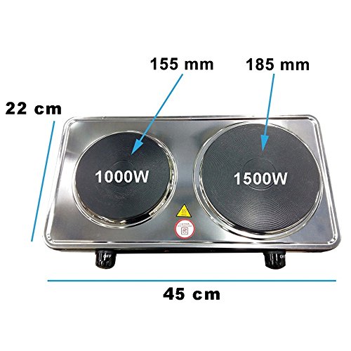 Elite EHP-0284X Doppelkochplatte mit 15,5cm und 18,5cm Kochfeld 2500W - 3