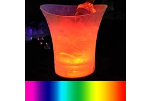 NOPNOG Seau à glace de 5 L, avec lumière LED, seau à champagne, seau à bière, plastique étanche (coloré)