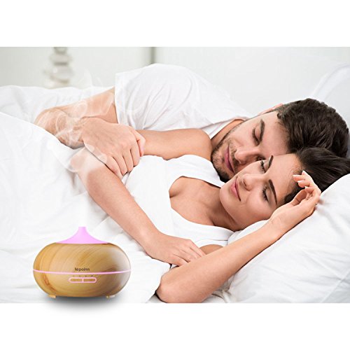 Tepoinn Aroma Diffuser, 300ml Holzmaserung Luftbefeuchter Ultraschall LED Ätherische Öle Humidifier Aromatherapie Diffusor mit farbenwechselnde LED Licht - 6