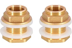 UYUYong 2 Pieces Water Tank Connector 3/4 Inch Premium Brass Rain Barrel Feed-Through + 2X Rubber Seals Rain Barrel Connector Water Butt Grommet for Rain Barrel Water Butt Water Barrel