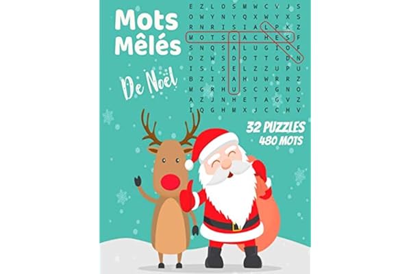 Mots mêlés de Noël: Mots cachés pour Adultes | 32 puzzles 480 mots | avec les solutions | gros caractères.