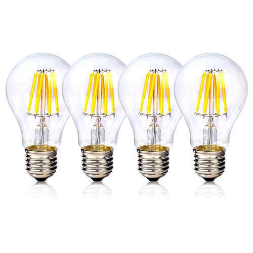 Preisvergleich Produktbild GreenSun LED Lighting 4er Retro Edison E27 LED Lampe Glühbirne Filament 8W Glühlampe A60 Vintage Fadenlampe Bulb Lampe Birne Leuchtmittel Beleuchtung 85V-265V Warmweiß Licht Leuchte,Non-dimmable [Energieklasse A+]