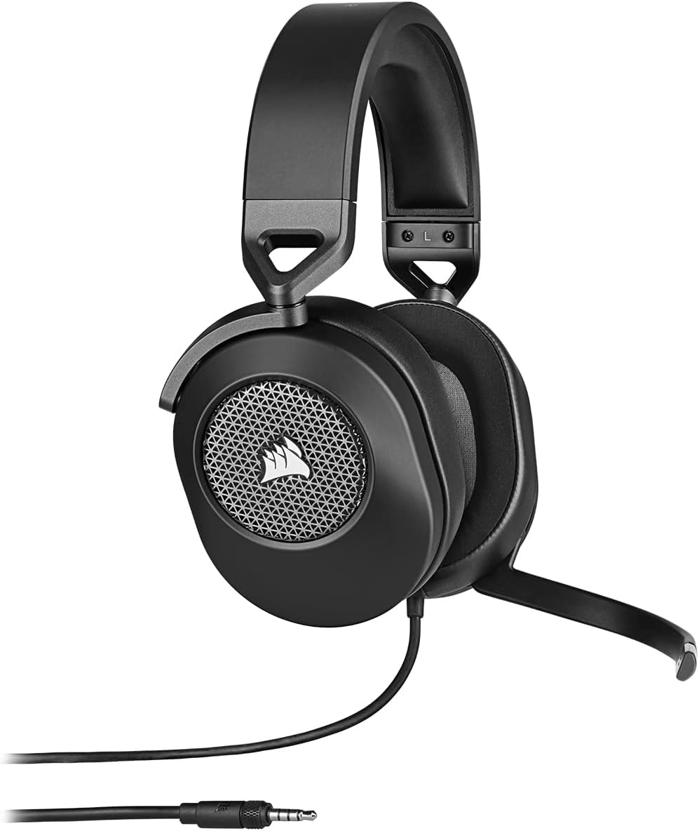 Corsair HS65 SURROUND Auriculares para juegos (Sonido envolvente Dolby Audio 7.1 en PC y Mac, Micrófono omnidireccional, Tecnología SoundID de SonarWorks, Control de volumen de fácil acceso) Carbón