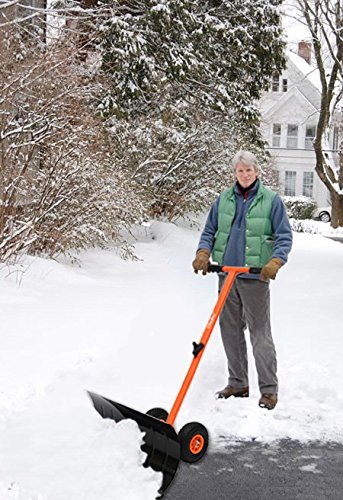 Ohuhu® Schneeschieber einstellbar Rad-schneeschaufel schwerlast mit 2 extra große Räder, 5 Stufen höhenverstellbar - 6