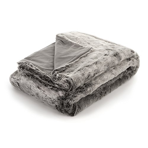 icon Giant Faux Fur Throw - Modern Living Room Sofa Blanket or Bedroom Bedspread
