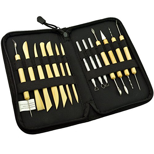 SUMERSHA Modellier-Werkzeug aus Holz und Metall Keramik Ton Skulptur Carving Werkzeug Set 14 Stück - 4