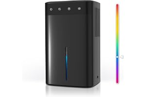 ZAPLIT Avfuktare – svart elektrisk 2,6 l, tyst avfuktare för källare, badrum och sovrum upp till 32 m², med RGB-ljus, automat