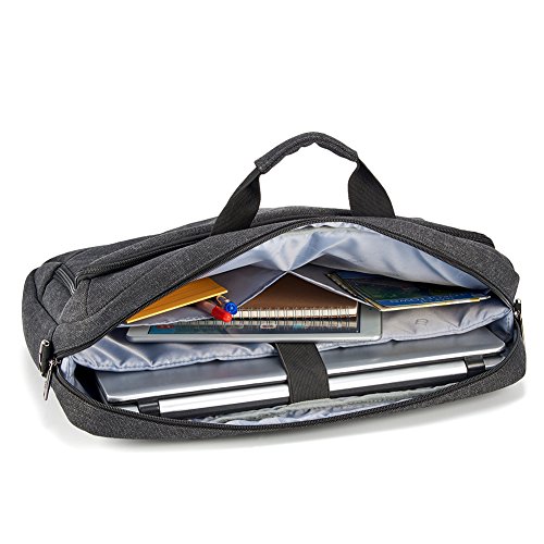 Notebooktasche 17.3, Evecase Universal Canvas Laptop Aktentasche Schutzhülle mit Zubehörfächer, Lasche für Trolleybefestigung für Notebook MacBook Ultrabook bis 17.3 Zoll – Cooper Grau - 4