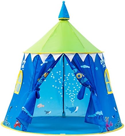 DeceStar Kids Play Tent Princess Castle Tent Childs Indoor Playhouse for Boys and Girls, Blue