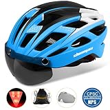 【Hel Casco para bicicleta con luz LED, seguro y protector】: Este casco está equipado con luces traseras LED para ayudar a las personas detrás de usted a identificar claramente su dirección. La luz de seguridad LED está ubicada en la parte posterior del casco y tiene tres modos de iluminación: constante, intermitente lenta y rápida intermitente, esta luz lo mantendrá visible y seguro en el tráfico cercano.
