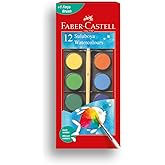Faber-Castell Suluboya, 12 Renk, B&uuml;y&uuml;k Boy Tablet, Parlak ve Canlı Renkler, &Ccedil;ocuklar İ&ccedil;in Uygun