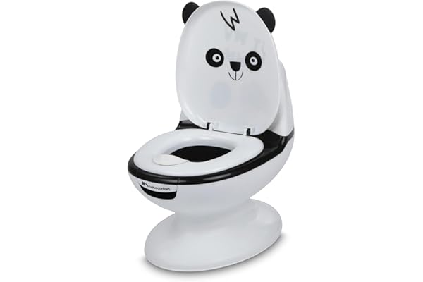 Bebeconfort Pot Bébé Toilette, Siège d'Apprentissage de la Propreté, 1-4 ans, 0-20 kg, Pare-Éclaboussures, Vrai Son de Chasse d'Eau, Cuvette Amovible, Facile à Nettoyer, Panda