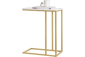 SoBuy FBT87-G stolik pomocniczy, stolik kawowy, stolik pod laptopa, stolik do pielęgnacji, ze złotą metalową ramą, szer. x wys. ok. 48 x 62 x 30 cm