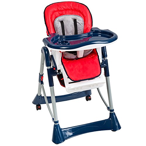 TecTake Trona para niños con bandeja y bebés de altura regulable rojo