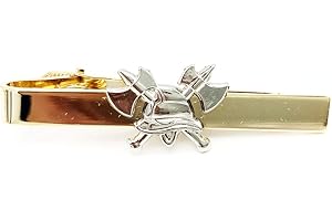 FEUERWEHRSTORE Fire Brigade Tie Pin with Clip Closure with Applique Fire Helmet and Crossed Axe in Gold or Silver Suitable for Night Out Uniform