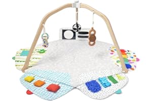 Lovevery Play Gym, Tapis d'Éveil Bébé avec Arche de Jeu en Bois, 5 Zones, Stimulant Le Développement l'enfant, Dès la Naissance, Conçus par des Experts du développement cérébral (Anglais)