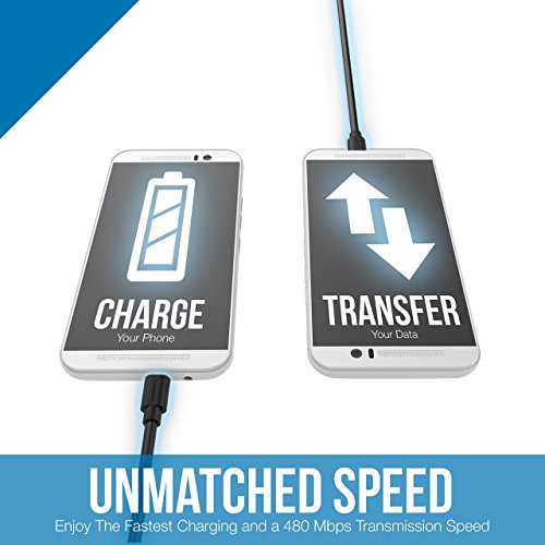 Sabrent USB-Kabel [6-packung] 22 AWG Premium-Micro-USB-Kabel (X3-0.90Meter + X3-0.60Meter) USB 2.0 Hochgeschwindigkeits A Stecker an Micro-B Sync und aufladen Kabel [Schwarz] (CB-U631) - 7