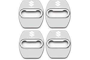 FUNIUR 4 Stück Edelstahl Auto Türschlossabdeckung für Suzuki Vitara/Ignis/Swift/Baleno/S-Cross/SX4/Across, Rostfreier Korrosionsschutz Türschloss Abdeckung Car Styling Zubehör Türverriegelung Abdeckung