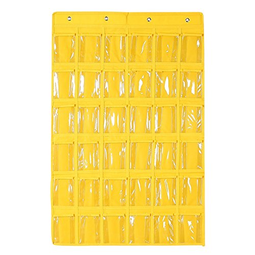 Preisvergleich Produktbild XTXWEN Handy Wandbehang Aufbewahrungstasche Karte Tuch Tasche Transparent Hängenden Beutel Socken Storage Sorting Bag, Yellow