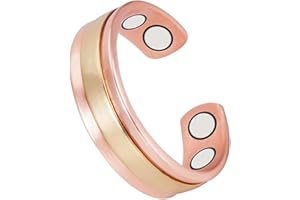 EnerCoppeX 99% pure copper men's and women's copper rings, inlaid with 4 effective 3500 Gauss magnets, open design can freely adjust the size, 2.3 inches copper ring (S)
