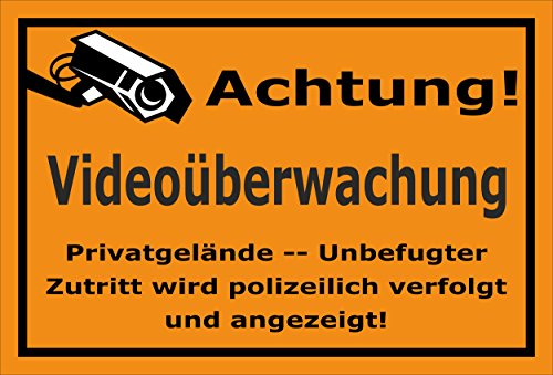 Video-Überwachung Schild - Achtung Videoüberwachung - Privatgelände – 30x20cm mit Bohrlöchern | stabile 3mm starke Aluminiumverbundplatte – S00348-007-E – Kamera-Überwachung +++ in 20 Varianten erhältlich