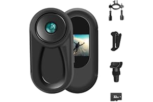 Tiantianle 360° Action Cam 1080P Magnetic Pocket Thumb Camera 120° Wide Angle Action Camera Motorcycle Body Cam Helmet Camera Mini Body Camera Support Car Night Vision Sports Camera with Screen