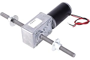 VIAGASAFAMIDO Motoriduttore a Vite Senza Fine, DC 24V Doppio Albero di Uscita M8 Mano Destra Filo DC Motoriduttore Velocità Riduzione 2345 Motore con Flangia(Speed Reduction Ratio 670)