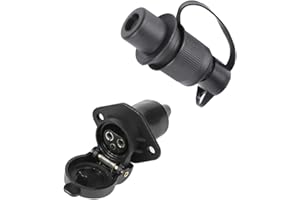 ETUKER Enchufes de Remolque 3 Pines & Zócalo de Remolque 3 Pines, 12V Impermeable Conector Remolques Enchufe Remolque 3 Pines y Zócalo, Adecuado para Camión/Caravana/RV/Remolque(2 Puntos De Montaje)