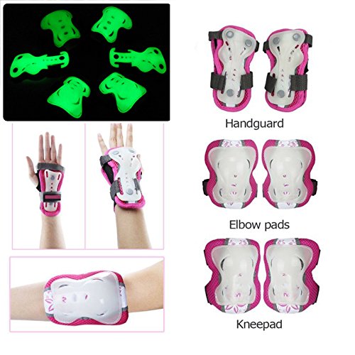 Kid 's Schutz Gear Set Glow in the Dark Ellbogen Knie Handgelenk Pads 6pcs für BMX/Skateboard/Scooter/Skate 2–12 Jahre