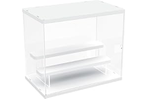 Nynelly Vitrina de Acrílica Transparente, 3 Niveles Escaparate para Colección, Escaparate Funko Pop Expositor de Acrílico, Caja Vitrina de Acrílico Transparente para Figura Manga Amiibo, Blanco