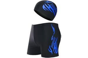 ‎SCJJZ SCJJZ Herren-Badeanzug und Badekappe, 2-teiliges Set (Badeanzug: Größe XXL)