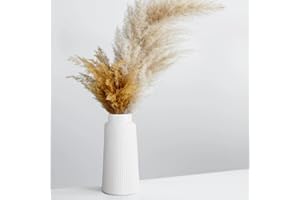 LEFEIRR Vase Céramique Blanc pour Fleur – Vases Blancs pour Pampa et Fleurs Séchées, Vase Décoratif, Décoration Vase de Table Moderne pour Maison, Fête, Mariage, Décoration D'intérieur, 25 cm
