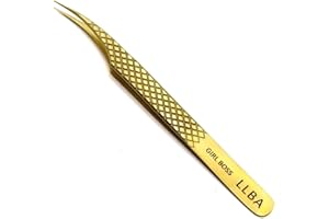 LLBA Lash Tweezer Professional Volume False Lash Application Tool | Multi Shapes & Purposes Tweezers | Non-Slip Grip Tweezers for Volume, Isolation & Classic Lashes (Gold, Girl Boss Isolation)