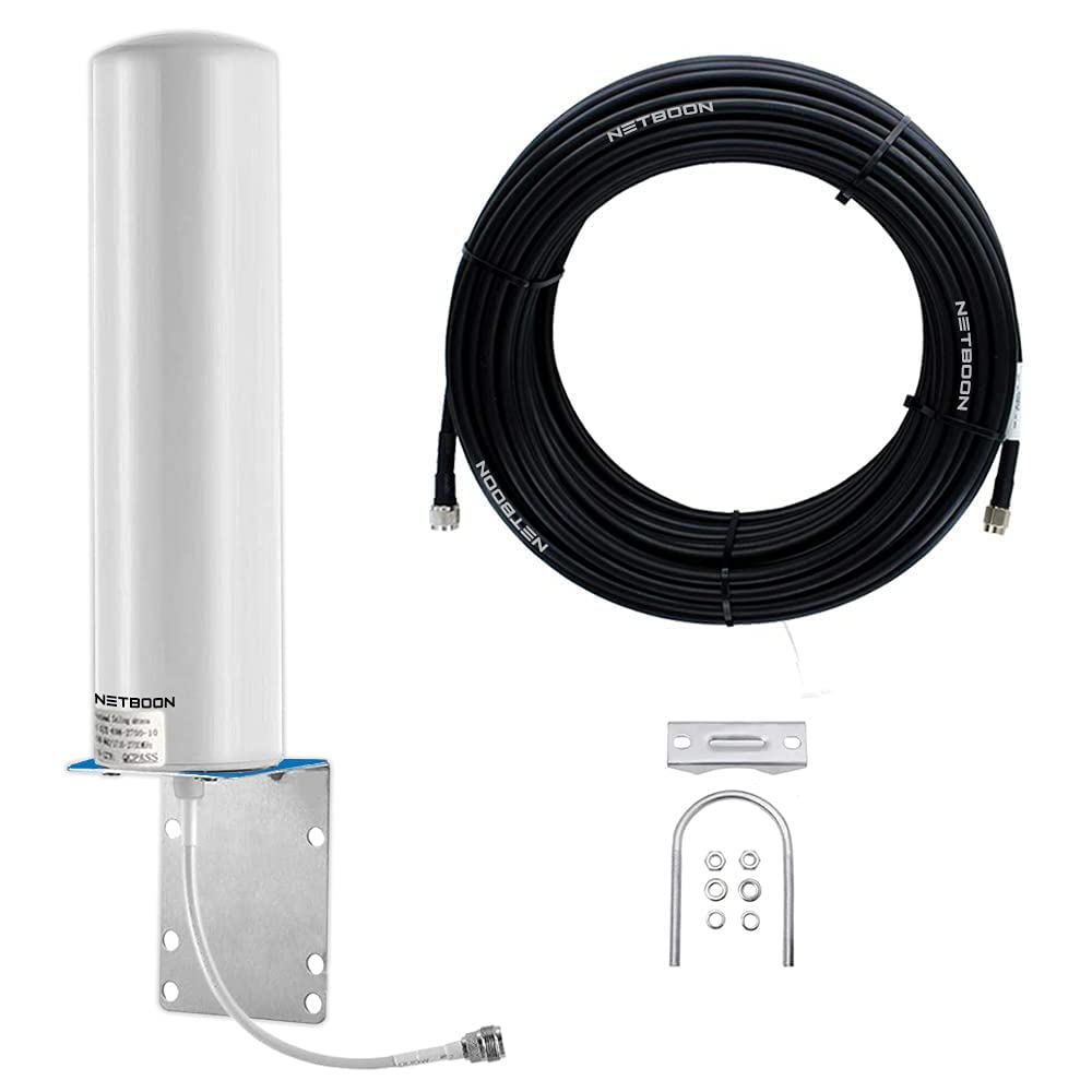 NETBOON Omni Directional WiFi External Outdoor Antenna for Modem Router with 8 Meter HLF200 Coax Cable